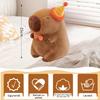 Capybara Plush Toy 25cm Brown Birthday Theme Soft Animal Stuffed Doll with Hat Safe Material Perfect Gift for Kids & Adults