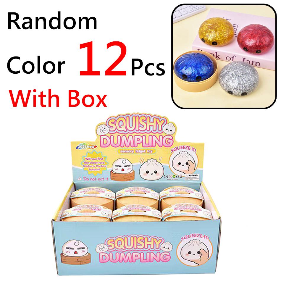 Giant Squishies Dumpling Bun Toy With Bamboo Steamer Soft Tpr Dough Ball Decompression Fidget Toy Funny Creative Gift