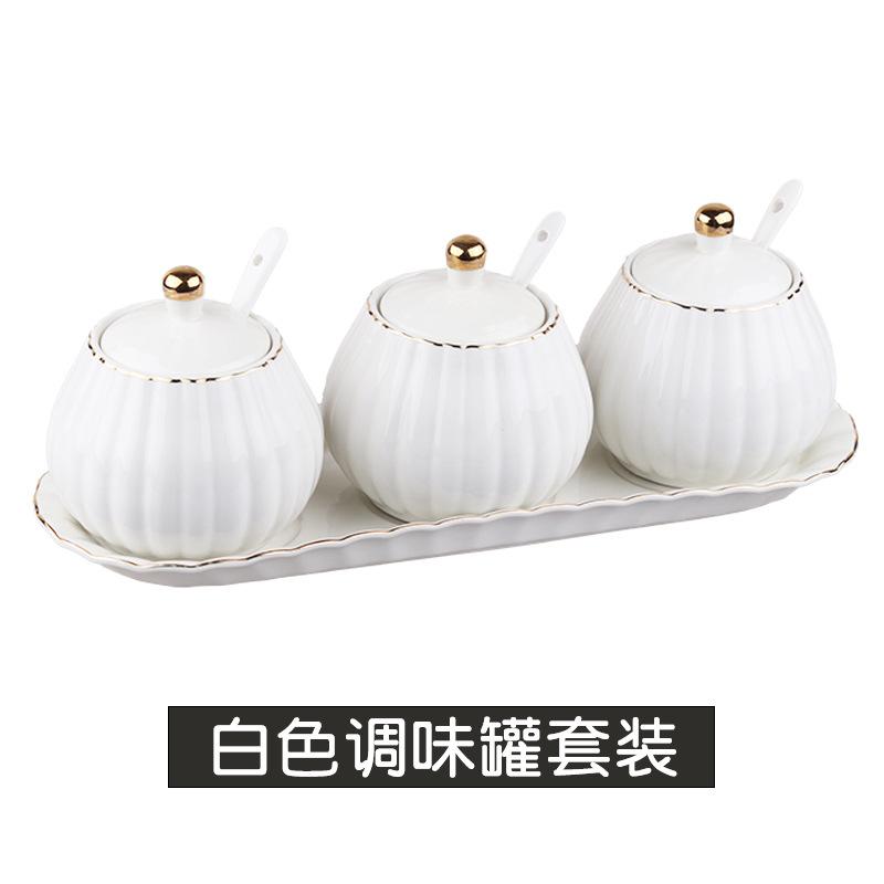 Ceramic Seasoning Jar Set Seasoning Box Salt Shaker Spice Container Spice Jar Canister Set Home Kitchen Supplies Spice Organizer