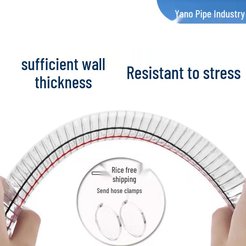 Transparent PVC Steel Wire Hose: Thickened, Oil & Low Temperature Resistant, Odorless Vacuum Suction Pipe for Water Pumps.