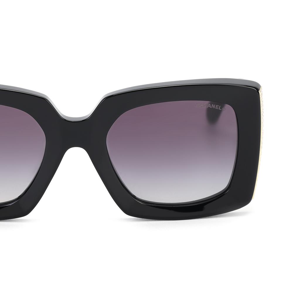 Chanel Quadratische Sonnenbrille Mit Logo-Muster Unisex-Sonnenbrille Schwarz Gold CH5435-C622/S6