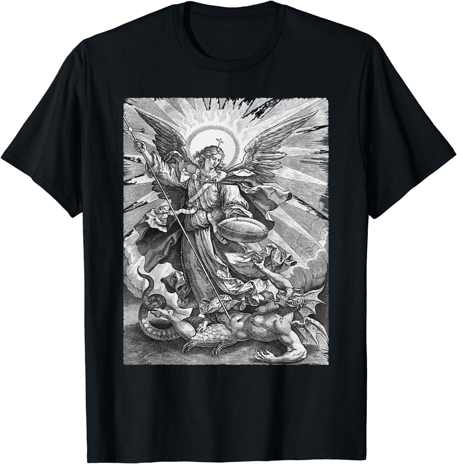 St Saint Michael the Archangel Catholic Angel Warrior T-Shirt Size S-5XL XL