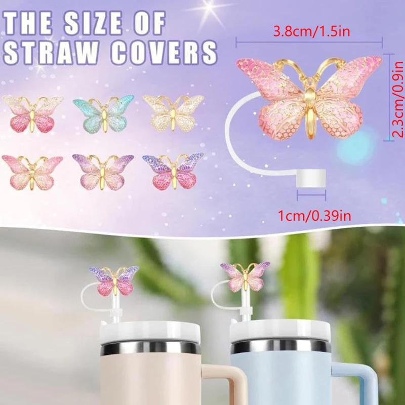 Silicone Butterfly Straw Cap Spill Stopper Heat-Resistant Dust-Proof Water Cup Accessory Straw Plug Cover