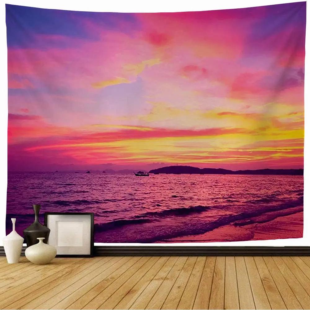 Sunset Scenery Tapestry Beach Tapestry Palm Tree Tapestry for Kids Boys Girls Teens Decor Wall Hanging for Bedroom Living Room