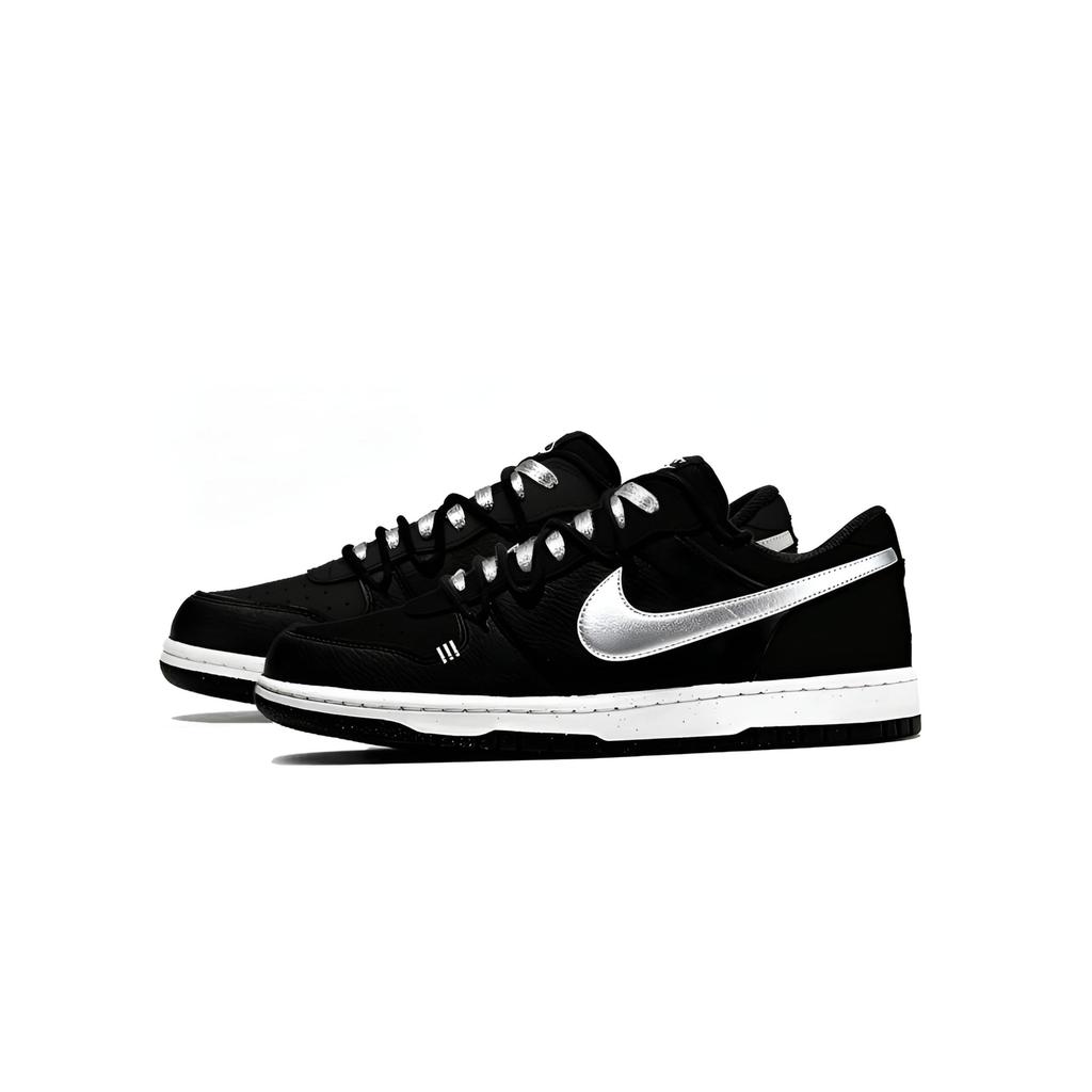 Nike Big 'Silver Toe' Abrasion Resistant Low Top Skateboard Shoes Men's Black White 355152-016(Team1274-Silvertoe)