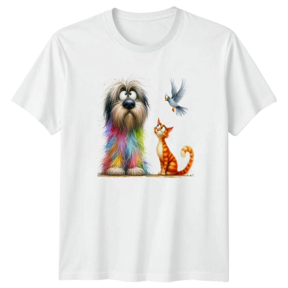 Cute Pet Friends Animals Dog Cat Bird Graphic Tee Unisexs Unisexs TShirt S