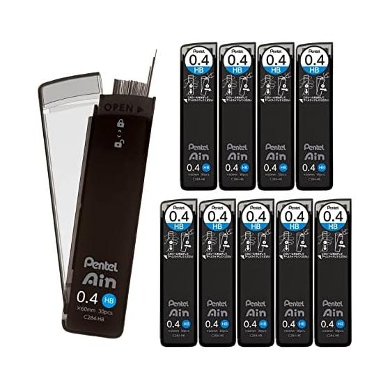 Pentel Ain STEIN Mechanical Pencil Lead, 0.4mm, HB, 10 Refills, C284-HB