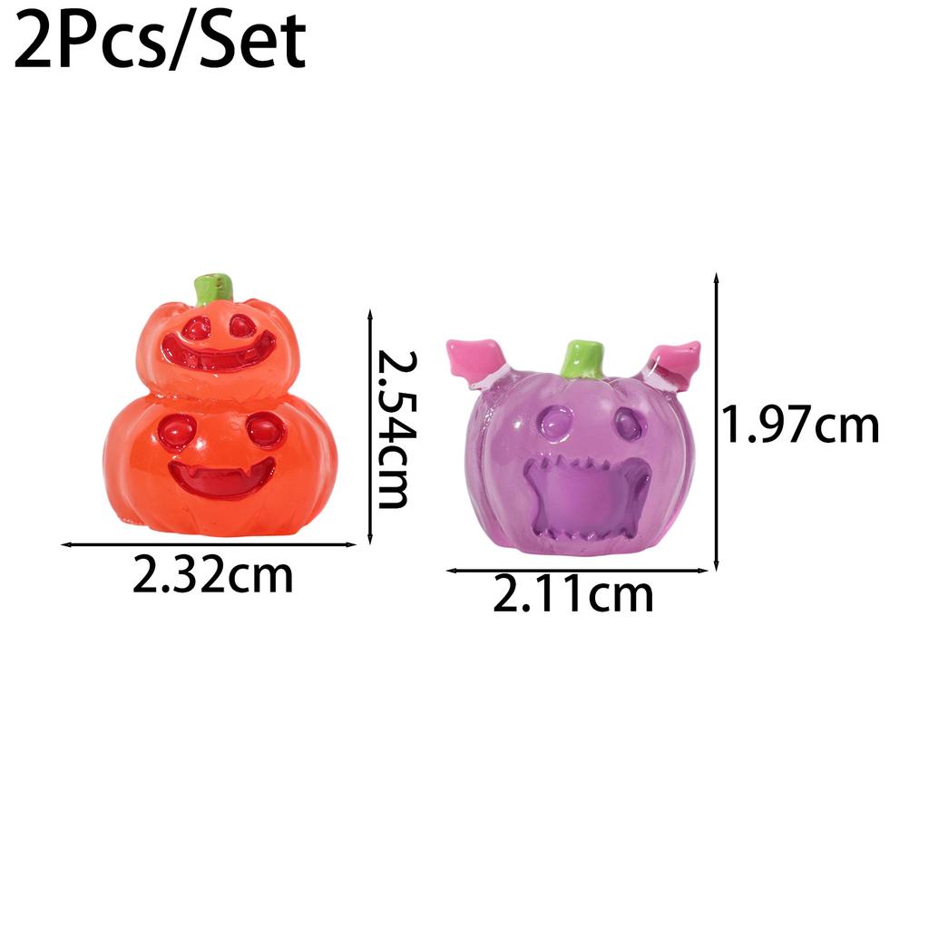 8PCS Spooky Halloween Luminous Pumpkin Ghost Mini Glow In The Dark Resin Craft Statues Vivid Color Home Party Display Kids