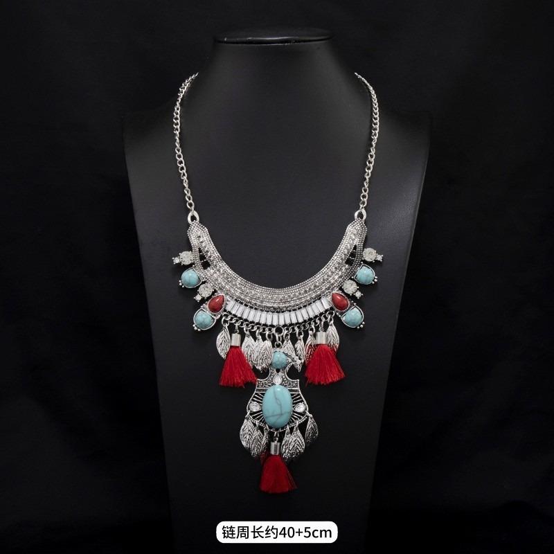Tibetan Vintage Exotic Bohemian Necklace Nepalese Clavicle Chain Pendant Forehead Ornament Female