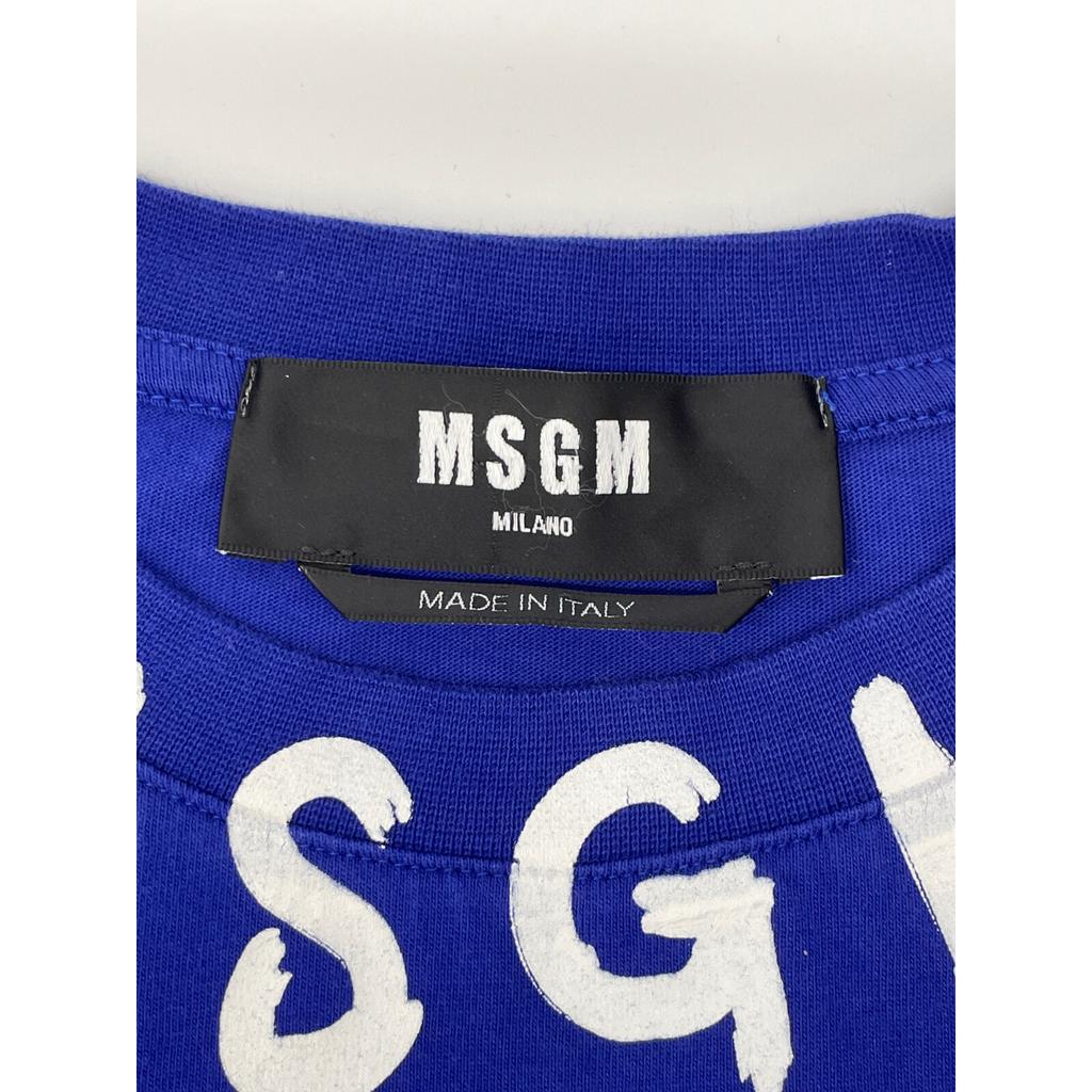 MSGM 3240MM96 Blue Cotton Logo T-Shirt Tops L blueUsed