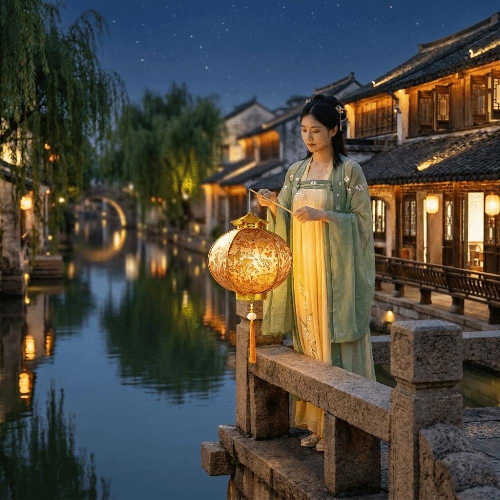 Handmade Handheld Mid-Autumn Festival Lantern Traditional Glowing Antique Luminous Lantern Vintage Portable