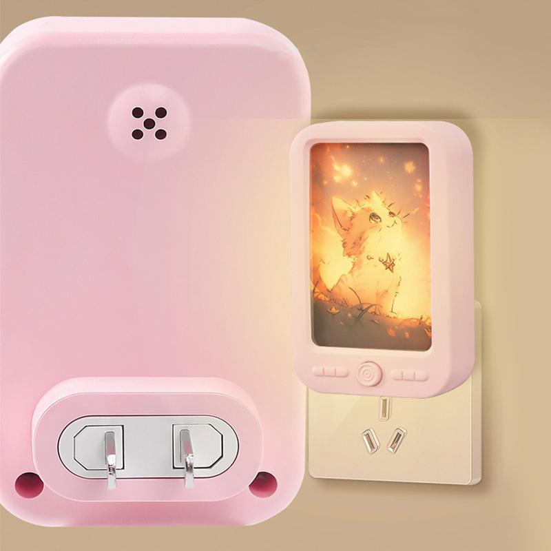 LED Mini Painting Night Light Switch Plug-In LED Light Eye Protection Night Light Lamp Use For Bedside Baby Feeding Living Room