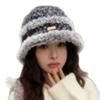 Hats Autumn and Winter Women's Korean Style Woolen Fisherman's Hat Color Blocked Striped Warm Fisherman's Hat Fashionable and Versatile Bucket Hat
