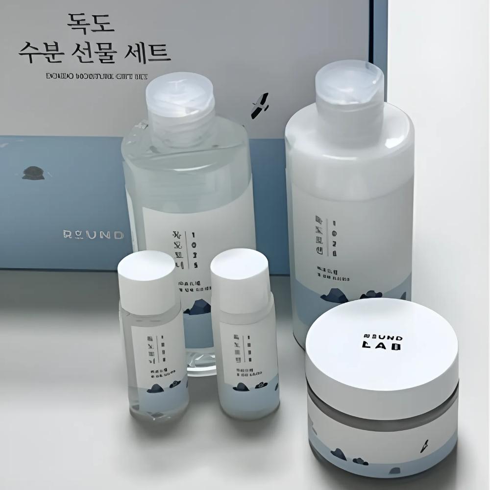 ROUND LAB 1025 Dokdo Hydration Set – Deep Sea Water Toner 220ml + Lotion 220ml + Cream 50ml