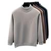 Men's Fleece-Lined Knit Sweater with Half-High Collar and Inner Fleece