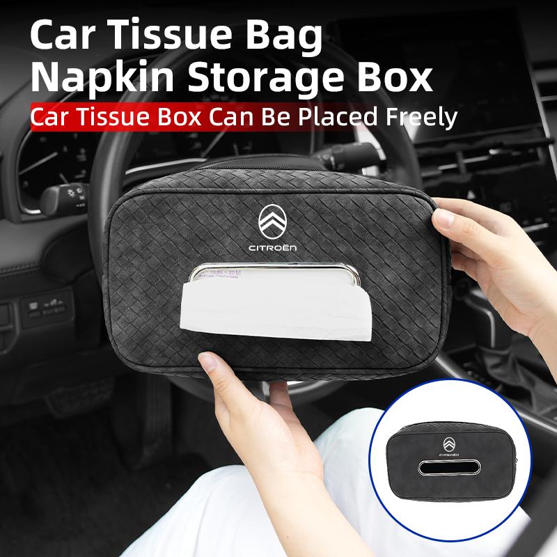 Boîte à mouchoirs de voiture Sac à mouchoirs pour dossier de siège Installation facile Pour Citroen C4 C3 C5 C2 Berlingo Celysee Cactus Picasso Aircross Saxo Grand