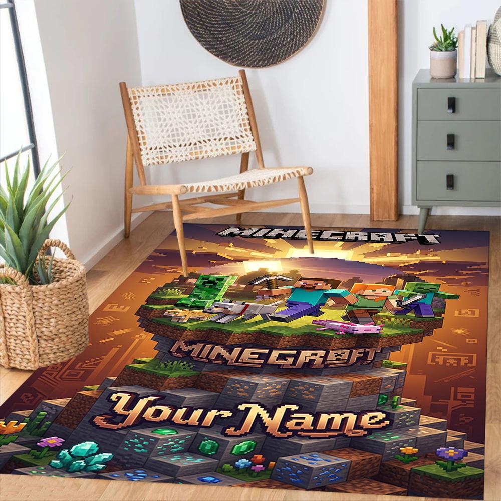 Minecraft Customize Your Name Carpet Perfect For Dormitory Playrooms Dining Room Game Room Antislip Rug Anime Office Decor Perfect Gift For Womenmen