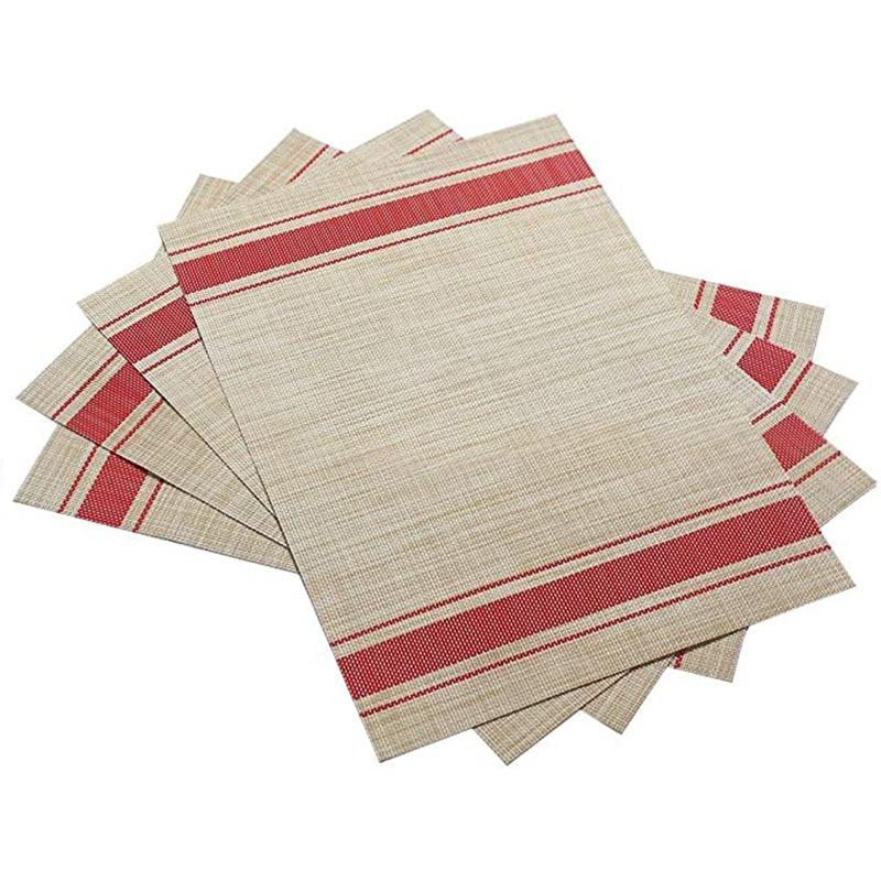 Pvc Placemat Linen Stripes Non-slip Easy To Clean Woven Insulation Mat Coaster Tablecloth Table Runner Insulation Tableware