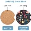 2 Pack Car Cup Holder Coasters, 2.63 Inch Anti Slip Ceramic Absorbent Coaster with Cork Base and Finger Notch, Cute Car Accessories Interior for