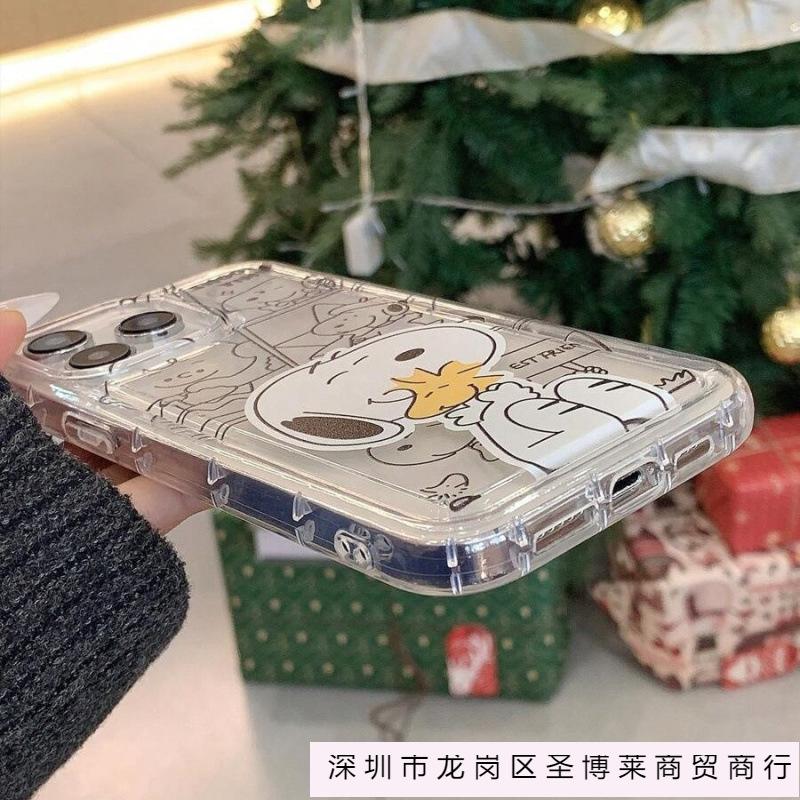 Splicing Snoopy for Apple 16promax mobile phone case 15plus transparent 1413 foreign trade 12 airbag