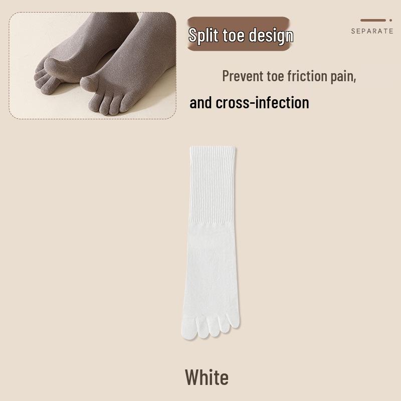 Men's 100% Cotton Mid-Calf Five-Toe Socks for Spring and Autumn
