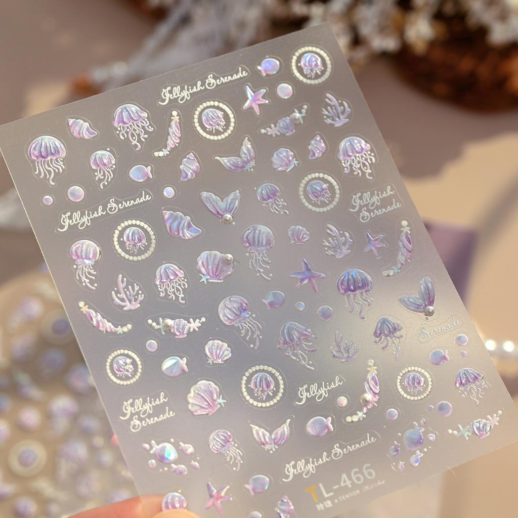 5D Exquisite Galaxy Tassel Nail Art Sticker Silver Meteor Star Chain Embossed Self-Adhesive Manicure Nail Decals for Women