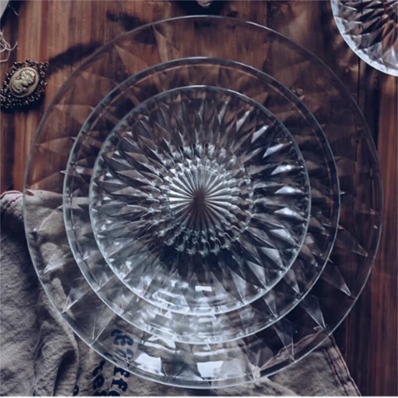 Jinlongxing Transparent Diamond Glass Plates 6 inch (15cm diameter)