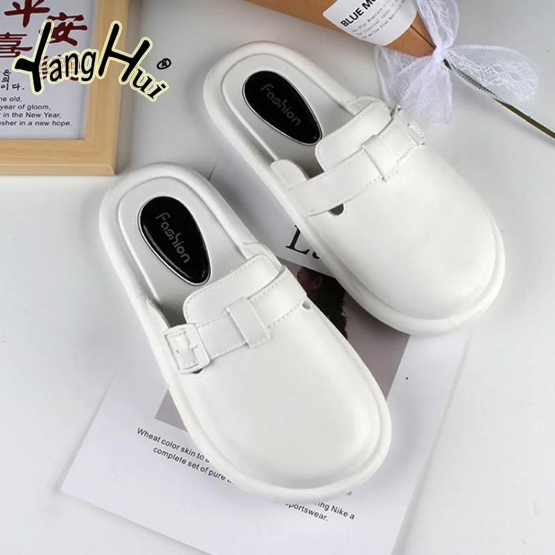 Mules Women's Slippers 2024 New Fashion Daily Casual Comfort Soft Flat Bottom Shoes for Women Waterproof Outdoor Summer Flats