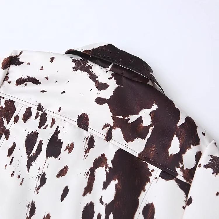 2024 Women's Autumn European & American Style Turn-Down Collar Printed Jacket with Long Sleeves