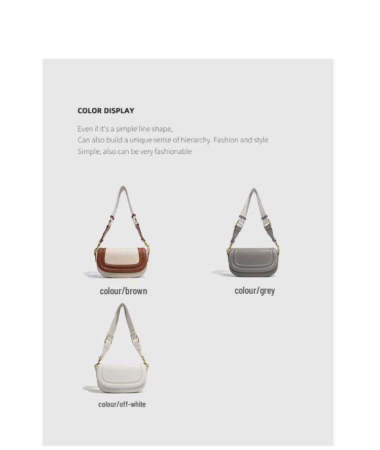 2024 Women's Color Block Saddle Bag: Fashionable Versatile Canvas with Wide Strap, Single Shoulder & Crossbody Style