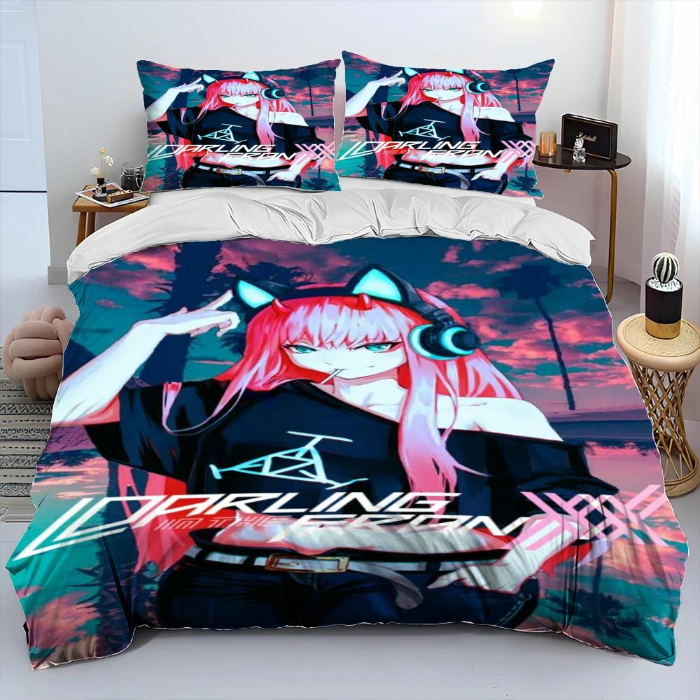 Zero Two Darling In The Franxx Cartoon Comforter Bedding SetDuvet Cover Bed Set Quilt Cover PillowcaseQueen Size Bedding Set