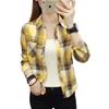 Women's Korean Style Plaid Shirt, Long Sleeve, Loose Fit, College Style Outerwear, 2025 Spring/Autumn Collection
