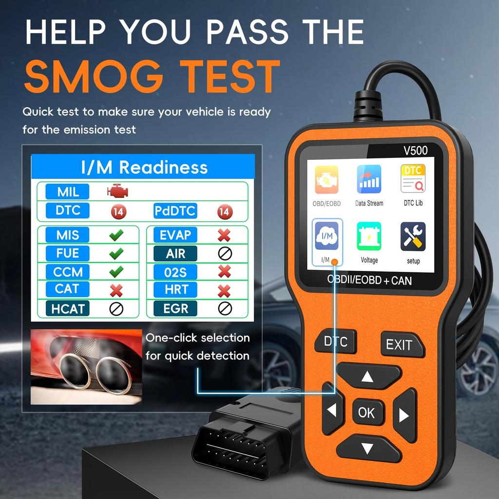 2025 Latest Obd2 Scanner Diagnostic Tool—Complete Engine Code Reader with Data Stream, Input/Management Readiness, Voltage Test, and Erase