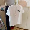 White lamb short-sleeved t-shirt women's summer foreign style loose and versatile design sense niche Hong Kong style chc top
