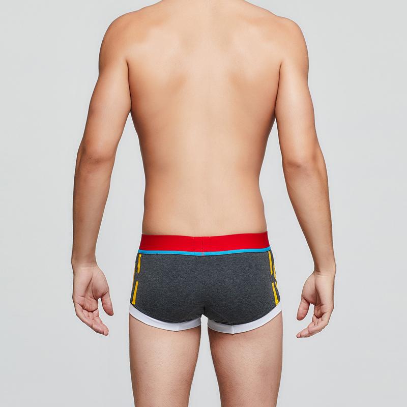Men's Fashion Color Block Boxer Briefs Sexy Low Waist Male Boxer Shorts Comfor Breath Printed Underwear