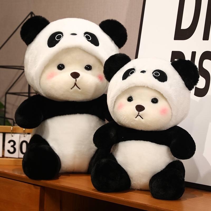 Süßer Bär verwandelt sich in Panda Plüschtier Spielzeug für Jungen und Mädchen Geburtstagsgeschenk Schlafkuschler