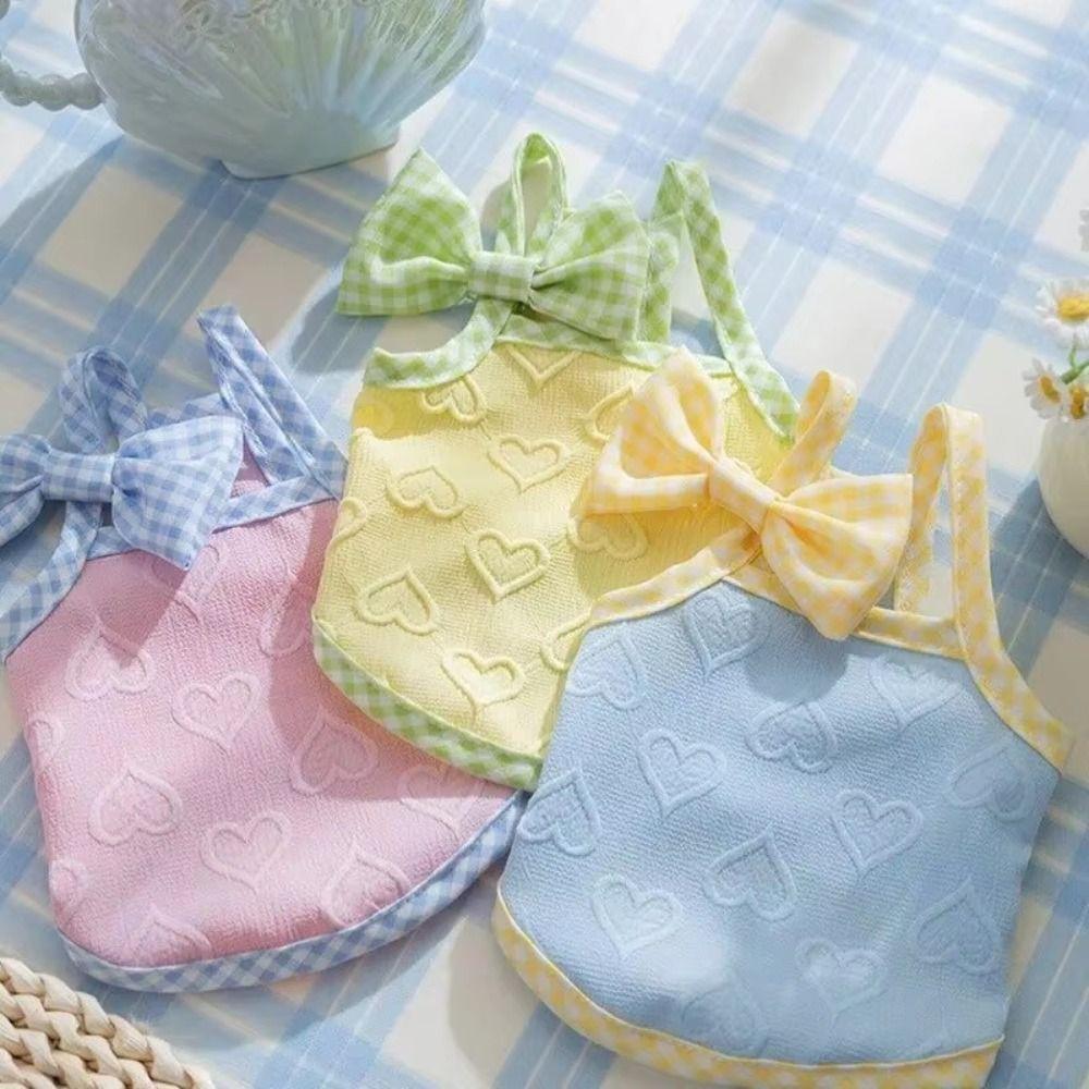 Breathable Summer Puppy Clothes Bow Clip Dog Clothing with Bow Clip Cute Dog Vest Girls Pet