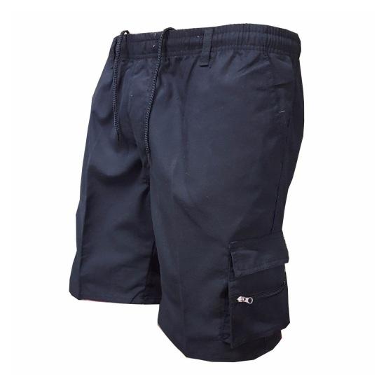 Men Shorts Elastic Waistband Drawstring Large Pockets Cargo Shorts Loose Fit Pure Color Summer Outdoor Sport Shorts