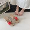 Flower non-slip super high slope heel landslide beach one-word platform slippers sexy fashion 2025 summer and autumn new