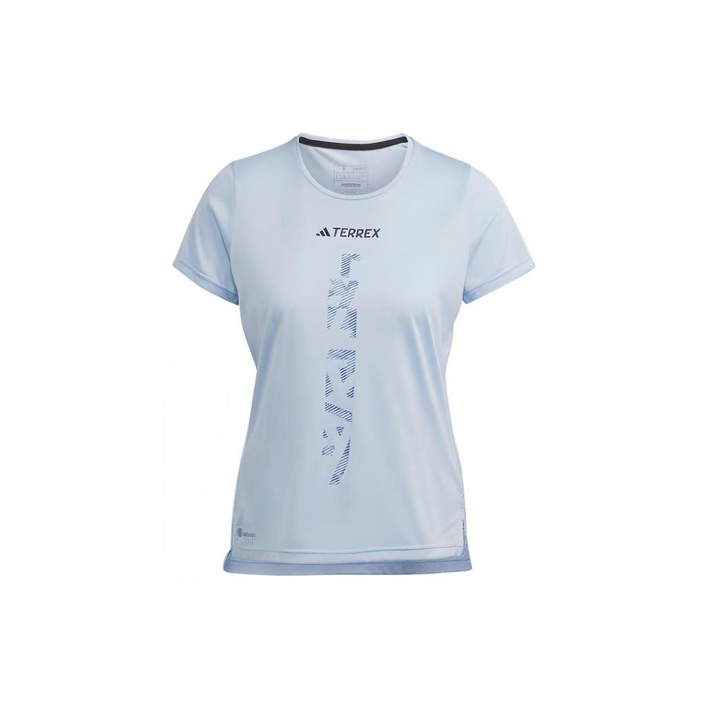 Adidas Sports Outdoor Quick-Drying Short-Sleeved T-Shirt Women Tops Light-Pink Blue HL1730