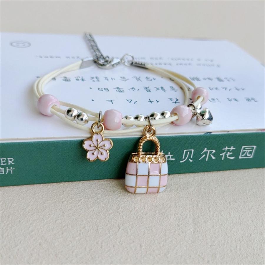 Korean Cute Cartoon Rabbit Flower Pendant Bracelets For Women Girls Fashion Charm Bell Butterfly Cat Bracelet Friendship Jewelry