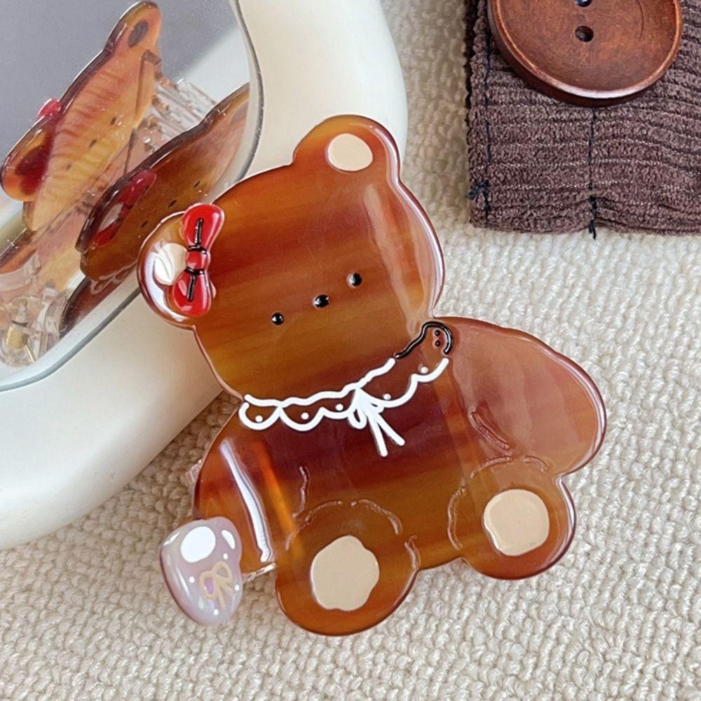 Kawaii Acetic Acid Hair Claw Sweet Hair Clip Trendy Cartoon Bear Shark Clip Daily