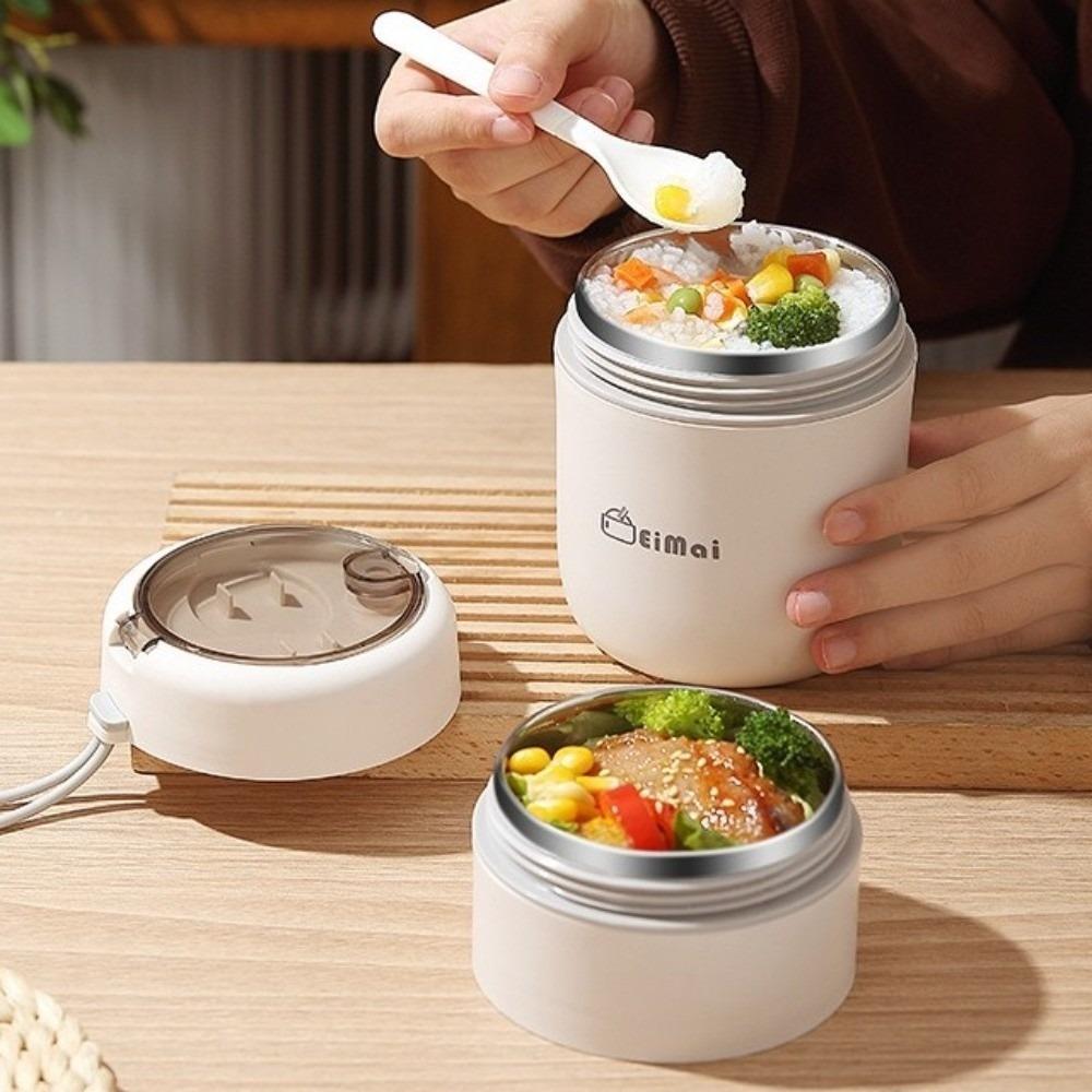with Spoon Double Layers Lunch Box 680ml Thermal Jar Portable Insulated Food Container  Camping