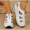Low Sandals Woman Leather Shoes 2025 Summer Clogs Wedge Breathable Suit Female Beige Large Size Muffins Shoe Low-heeled Fashion