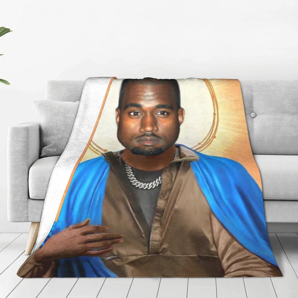 Kanye West Meme Rapper Produttore Musicale Coperte Traspiranti Flanella Coperta da Divano per Divano Biancheria da Letto Plaid Copriletto Trapunta