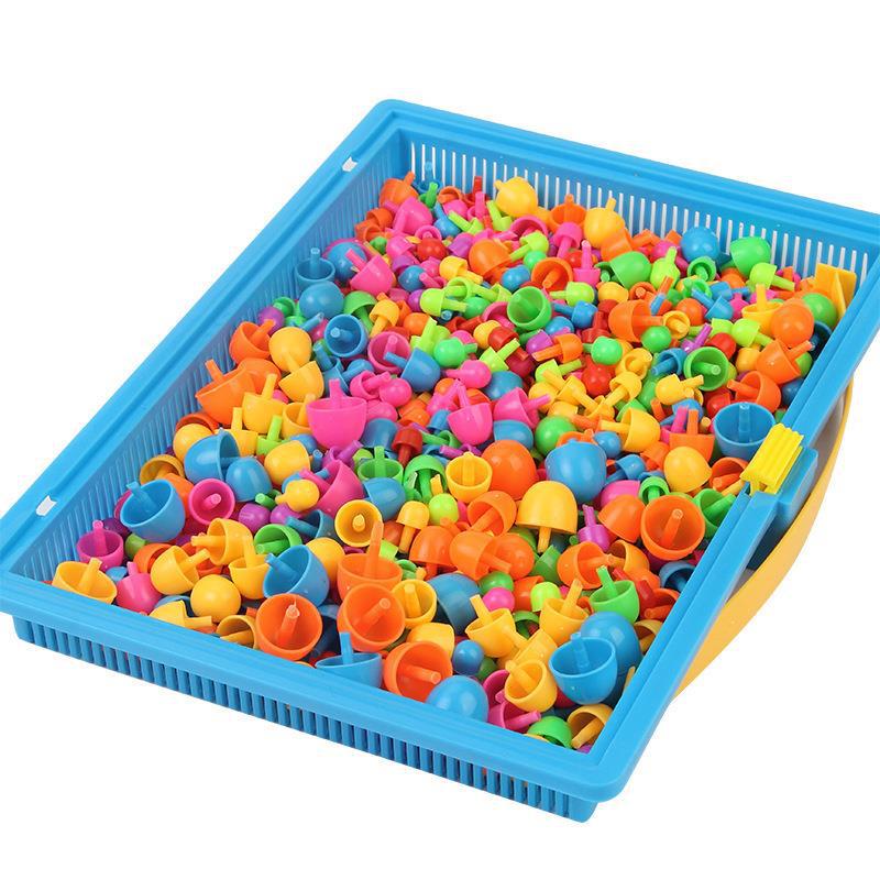 First Birthday Mushroom Pegboard Building Blocks - Children's Educational Toy Puzzle (37 Pieces)