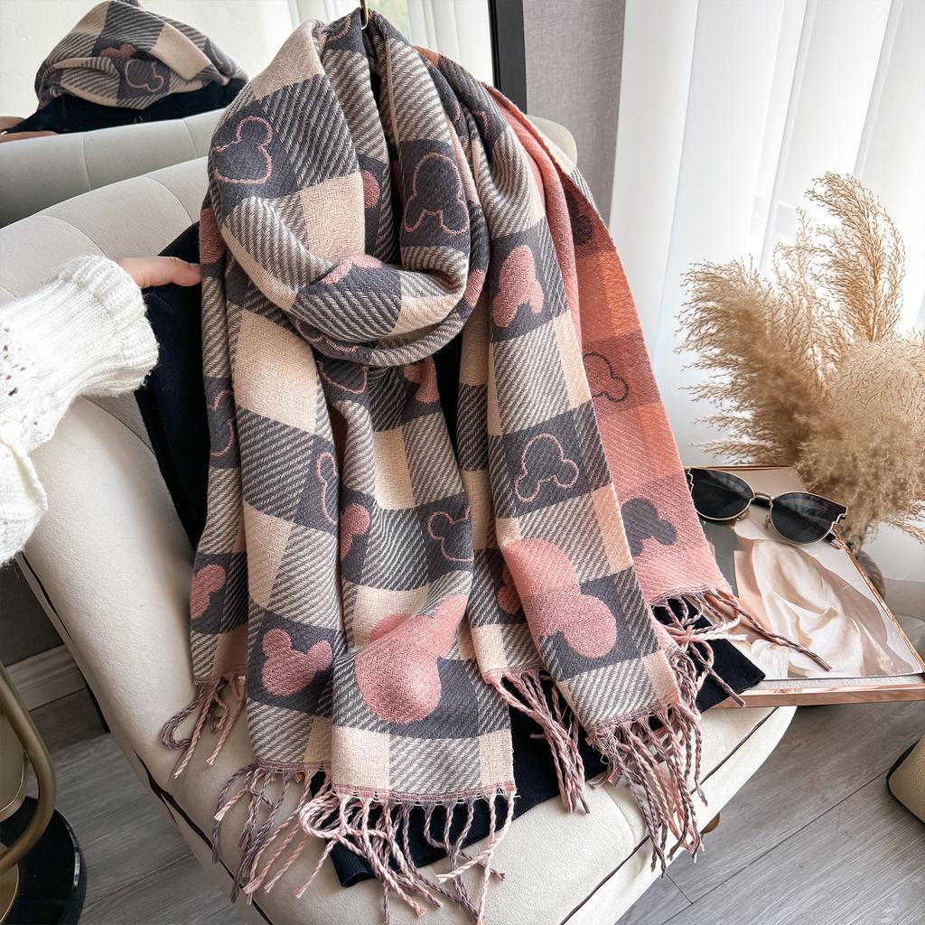 Sciarpa Spessa Calda Invernale di Lusso Donna Sciarpa e Coprispalle in Cashmere Pashmina Foulard Bufanda Donna Lunga con Nappe Echarpe