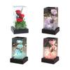 Rose Lumineuse dans Boîte Acrylique Fleur de Rose Faite Main avec Lumière LED Fleur Préservée Fleur Artificielle Ornement Décorations Maison