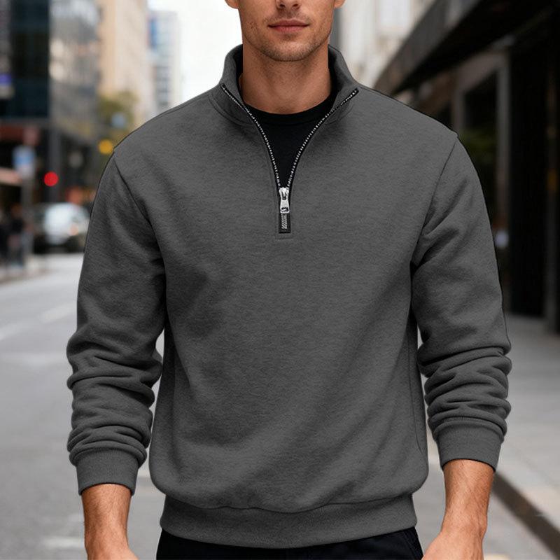 Autumn/Winter New Arrival Men's Fleece Sweatshirt Oversized Fit, Heavyweight Stand Collar Zip-Up Hooded Sweatshirt