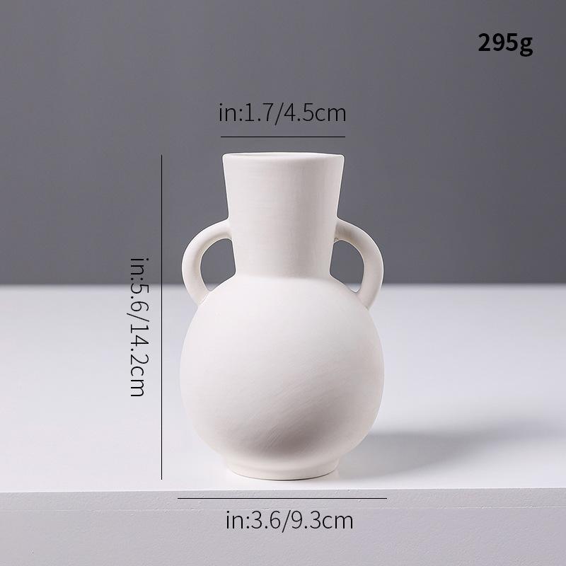 White Ceramic Mini Vase, Chinese Minimalist Desktop Hydroponic Pot for Dried Flowers, Aesthetic